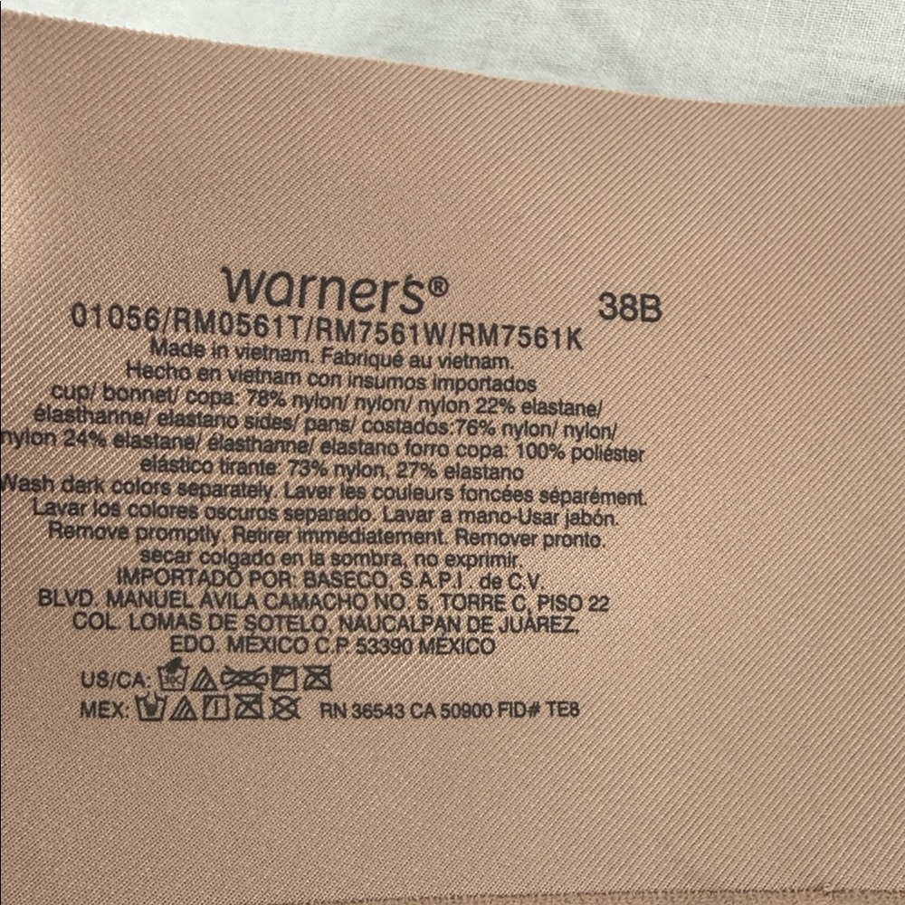Warner's Bra Wm 38 B No Side Effects Wireless Seamless T-Shirt Nude Neutral Tan - Picture 6 of 10